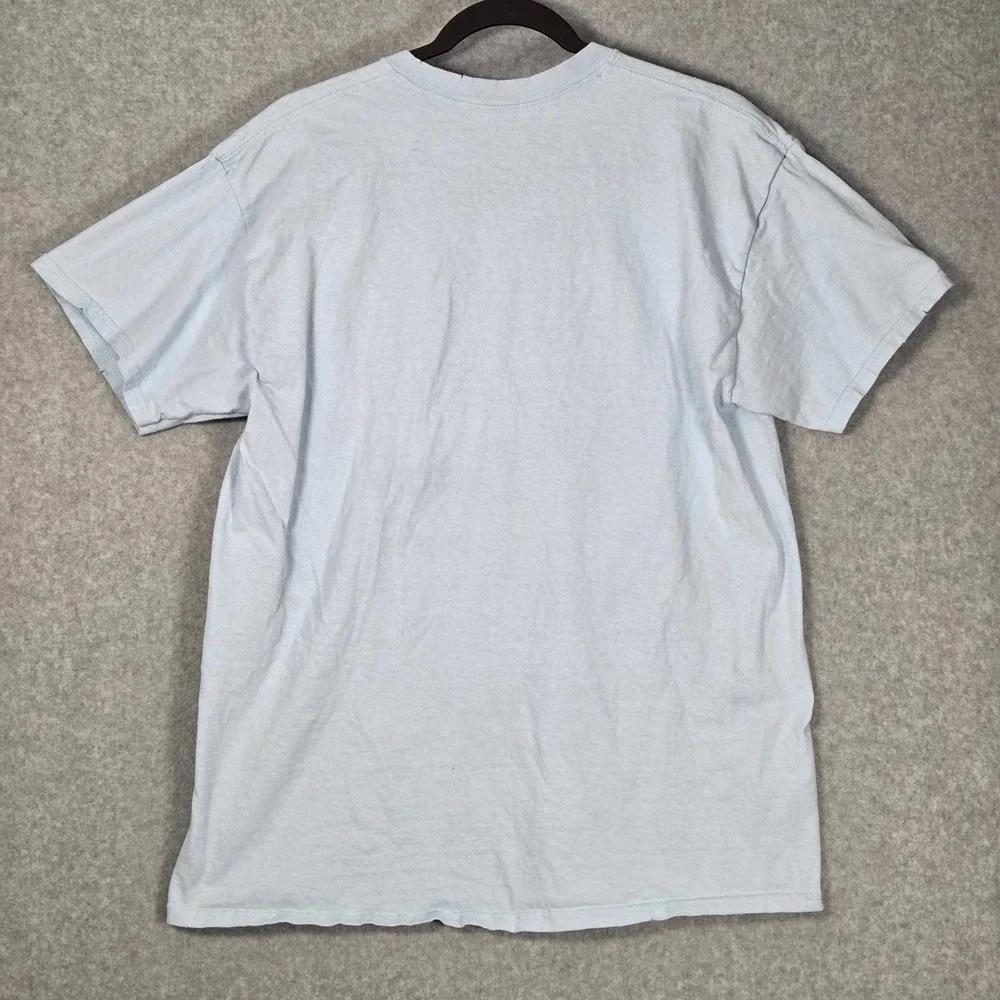 Pink Floyd Adult‎ Medium Destroyed Graphic T-Shirt Light Blue Spell Out Buckle